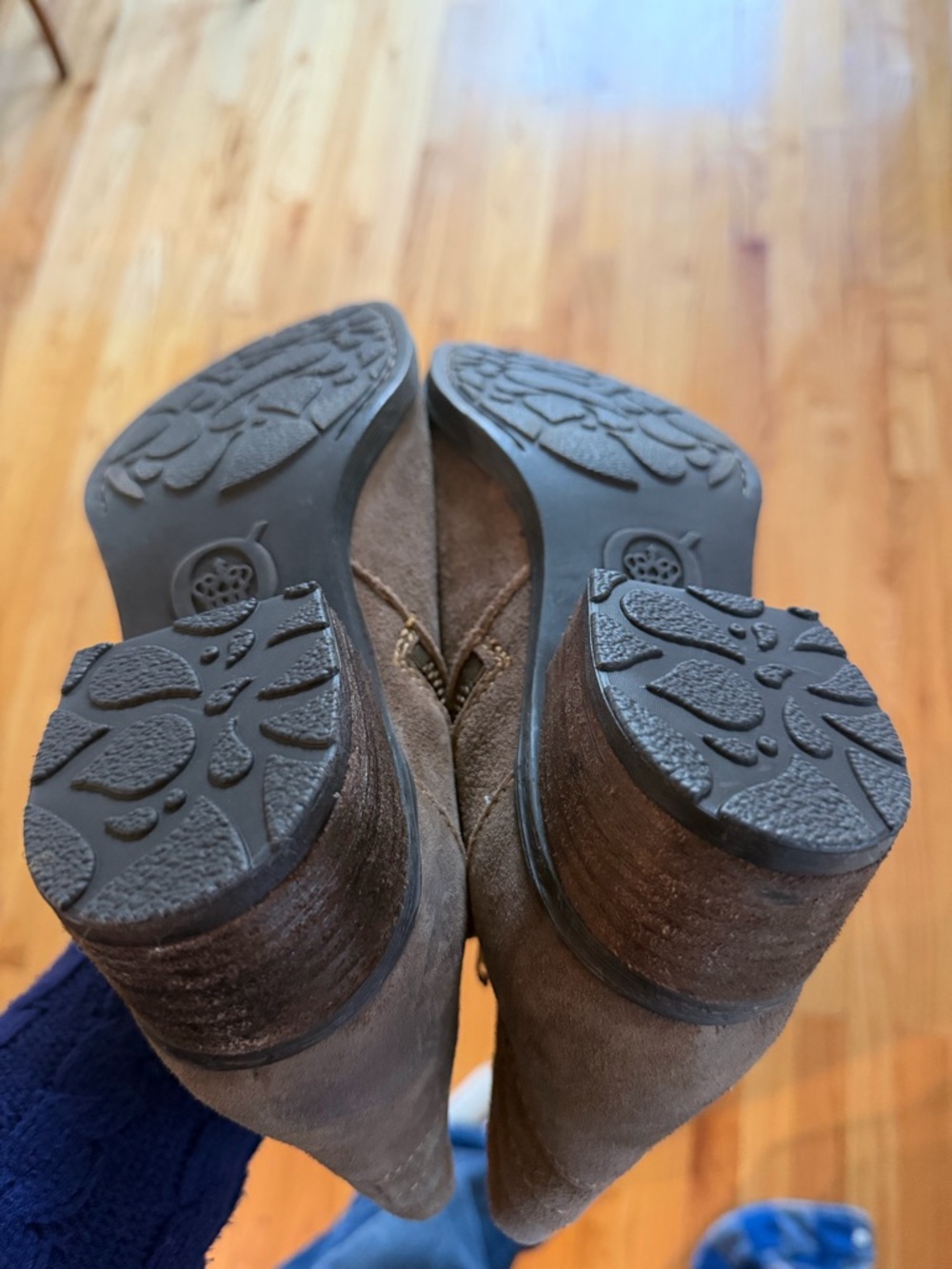 Born Taupe Suede Ankle Booties with Side Zip - Picture 7 of 8